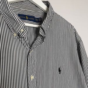 Ralph Lauren XXL Black and White Striped Classic Button Up Dress Shirt